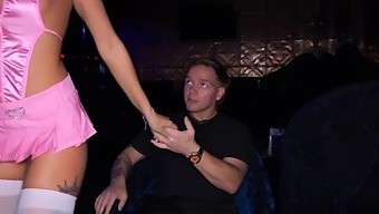 A Seductive Stripper Provides Exclusive Service To An Erect Penis