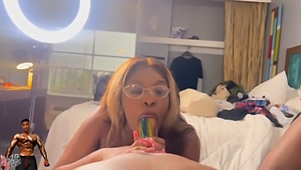 Two Talented Women Compete In A Deep Throat Contest With Their Partners Judging